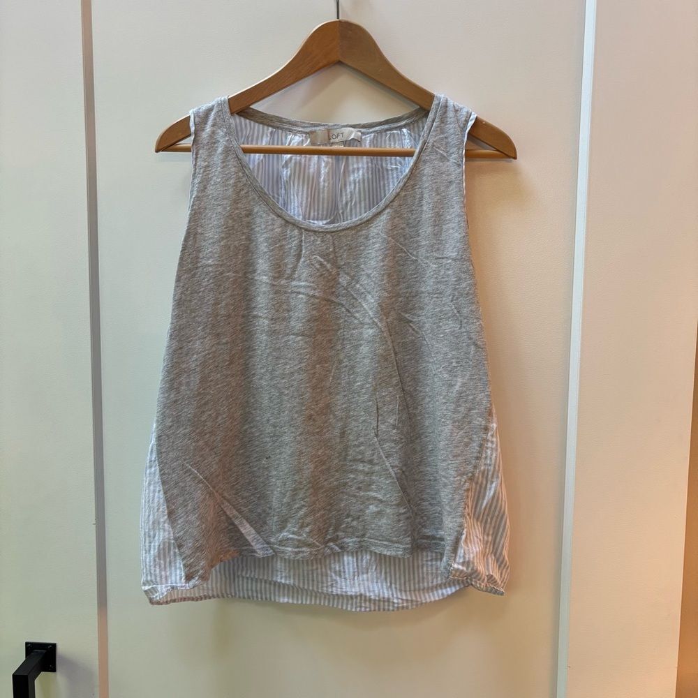 LOFT Light Blue and White Striped Top woman’s size M